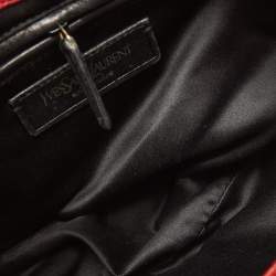 Pre Owned Yves Saint Laurent Red Suede and Leather Trim Tassel Hobo