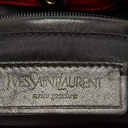 Pre Owned Yves Saint Laurent Red Suede and Leather Trim Tassel Hobo