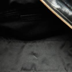 Yves Saint Laurent Black Patent Leather Front Pocket Satchel