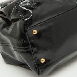 Yves Saint Laurent Black Patent Leather Front Pocket Satchel