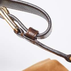 Pre Owned Yves Saint Laurent Two Tone Brown Suede and Leather Rive Gauche Shoulder Bag