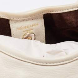 Pre Owned Yves Saint Laurent Ivory Leather St. Tropez Double Horn Hobo