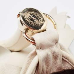 Pre Owned Yves Saint Laurent Ivory Leather St. Tropez Double Horn Hobo