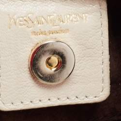 Pre Owned Yves Saint Laurent Ivory Leather St. Tropez Double Horn Hobo