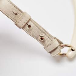 Pre Owned Yves Saint Laurent Ivory Leather St. Tropez Double Horn Hobo