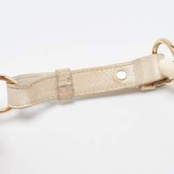 Pre Owned Yves Saint Laurent Ivory Leather St. Tropez Double Horn Hobo