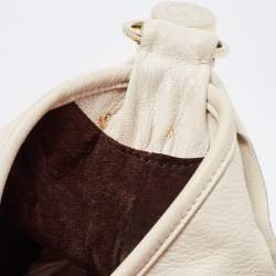 Pre Owned Yves Saint Laurent Ivory Leather St. Tropez Double Horn Hobo