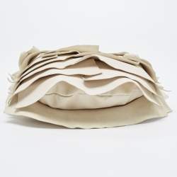 Pre Owned Yves Saint Laurent Ivory Leather St. Tropez Double Horn Hobo