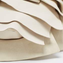 Pre Owned Yves Saint Laurent Ivory Leather St. Tropez Double Horn Hobo