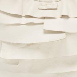 Pre Owned Yves Saint Laurent Ivory Leather St. Tropez Double Horn Hobo