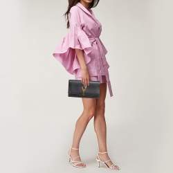 Pre Owned Yves Saint Laurent Black Leather Y-Ligne Clutch