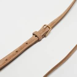 Pre Owned Yves Saint Laurent Beige Suede Logo Studded Hobo