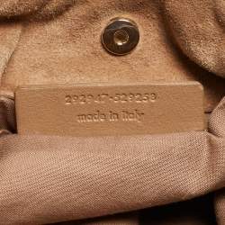 Pre Owned Yves Saint Laurent Beige Suede Logo Studded Hobo