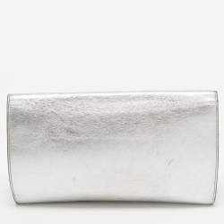 Pre Owned Yves Saint Laurent Silver Leather Belle De Jour Flap Clutch