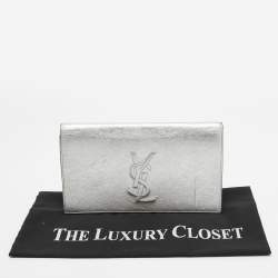 Pre Owned Yves Saint Laurent Silver Leather Belle De Jour Flap Clutch