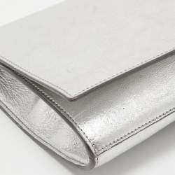 Pre Owned Yves Saint Laurent Silver Leather Belle De Jour Flap Clutch