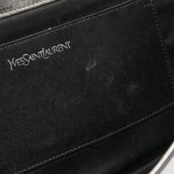 Pre Owned Yves Saint Laurent Silver Leather Belle De Jour Flap Clutch