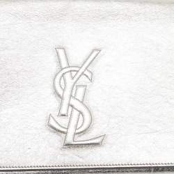 Pre Owned Yves Saint Laurent Silver Leather Belle De Jour Flap Clutch