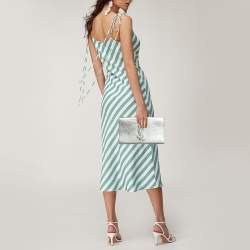 Pre Owned Yves Saint Laurent Silver Leather Belle De Jour Flap Clutch