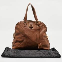 Pre Owned Yves Saint Laurent Brown Leather Oversized Muse Bag