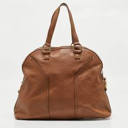 Pre Owned Yves Saint Laurent Brown Leather Oversized Muse Bag