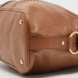 Pre Owned Yves Saint Laurent Brown Leather Oversized Muse Bag