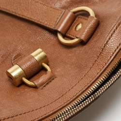 Pre Owned Yves Saint Laurent Brown Leather Oversized Muse Bag