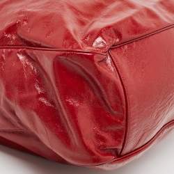 Pre Owned Yves Saint Laurent Red Patent Leather Roady Hobo
