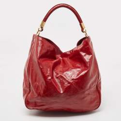 Pre Owned Yves Saint Laurent Red Patent Leather Roady Hobo