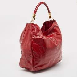 Pre Owned Yves Saint Laurent Red Patent Leather Roady Hobo
