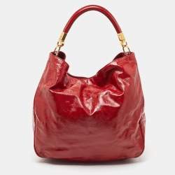 Pre Owned Yves Saint Laurent Red Patent Leather Roady Hobo