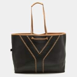 Yves Saint Laurent Dark Brown/Tan Leather Neo Reversible Tote