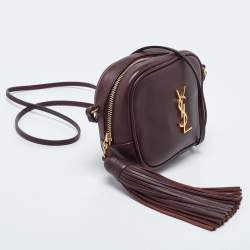 Saint Laurent Burgundy Leather Blogger Crossbody Bag