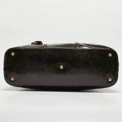 Pre Owned Yves Saint Laurent Choco Brown Patent Leather Oversized Muse Bag