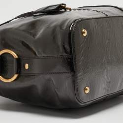 Pre Owned Yves Saint Laurent Choco Brown Patent Leather Oversized Muse Bag