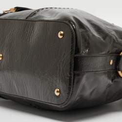 Pre Owned Yves Saint Laurent Choco Brown Patent Leather Oversized Muse Bag