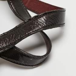 Pre Owned Yves Saint Laurent Choco Brown Patent Leather Oversized Muse Bag