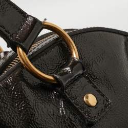 Pre Owned Yves Saint Laurent Choco Brown Patent Leather Oversized Muse Bag