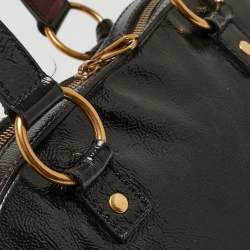 Pre Owned Yves Saint Laurent Choco Brown Patent Leather Oversized Muse Bag