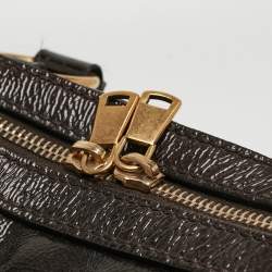 Pre Owned Yves Saint Laurent Choco Brown Patent Leather Oversized Muse Bag