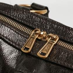 Pre Owned Yves Saint Laurent Choco Brown Patent Leather Oversized Muse Bag