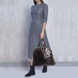 Pre Owned Yves Saint Laurent Choco Brown Patent Leather Oversized Muse Bag