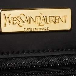 Pre Owned Yves Saint Laurent Black Shine Croc Embossed Leather Tote