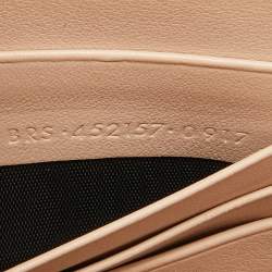 Pre Owned Saint Laurent Pink Croc Embossed Leather Sunset Wallet On Chain