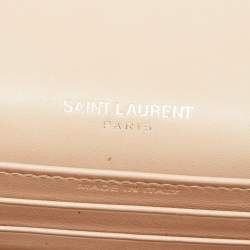 Pre Owned Saint Laurent Pink Croc Embossed Leather Sunset Wallet On Chain