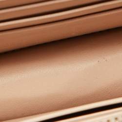 Pre Owned Saint Laurent Pink Croc Embossed Leather Sunset Wallet On Chain