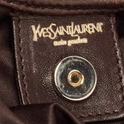 Pre Owned Yves Saint Laurent Dark Brown Suede Mombasa Crest Hobo