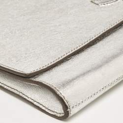 Pre Owned Yves Saint Laurent Silver Leather Belle De Jour Flap Clutch