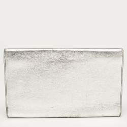 Pre Owned Yves Saint Laurent Silver Leather Belle De Jour Flap Clutch