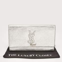 Pre Owned Yves Saint Laurent Silver Leather Belle De Jour Flap Clutch